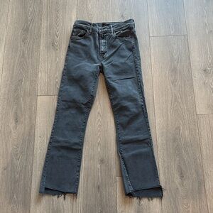 MOTHER The Insider Crop Step Fray Chalk Faded Black Size 25
